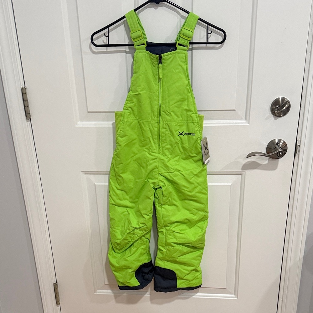 Arctix Neon Green Kids Snow Bib Overalls with Adjustable Straps